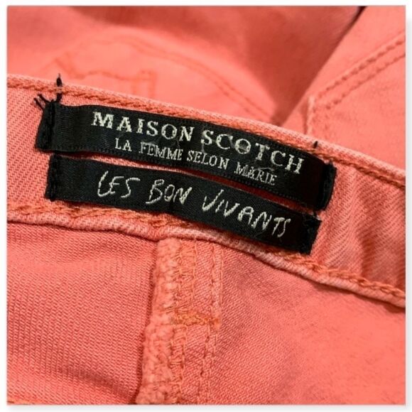 SCOTCH & SODA MAISON SCOTCH Coral/Mauve Suede Knee Patch Straight Leg Jeans‎ 25R - Picture 7 of 10